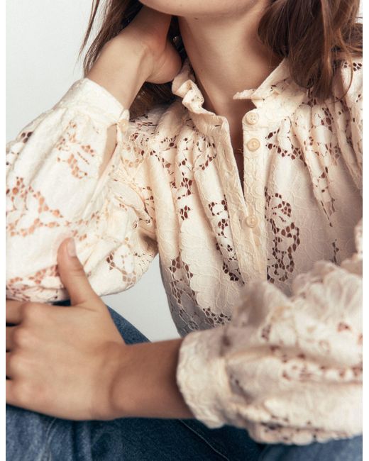 Boden Blue Erica Lace Top