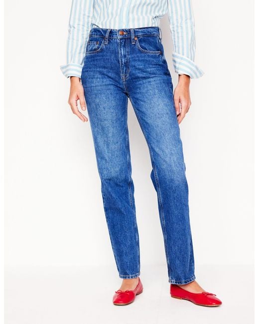 Boden Blue High Rise Straight Leg Jeans