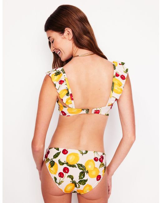 Boden White Evia Ruffle Bikini Top