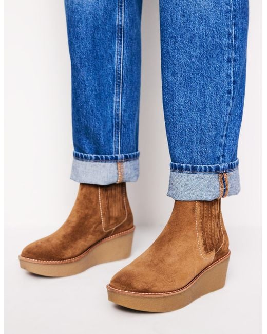 Boden Wedge Ankle Boots in Brown Lyst UK