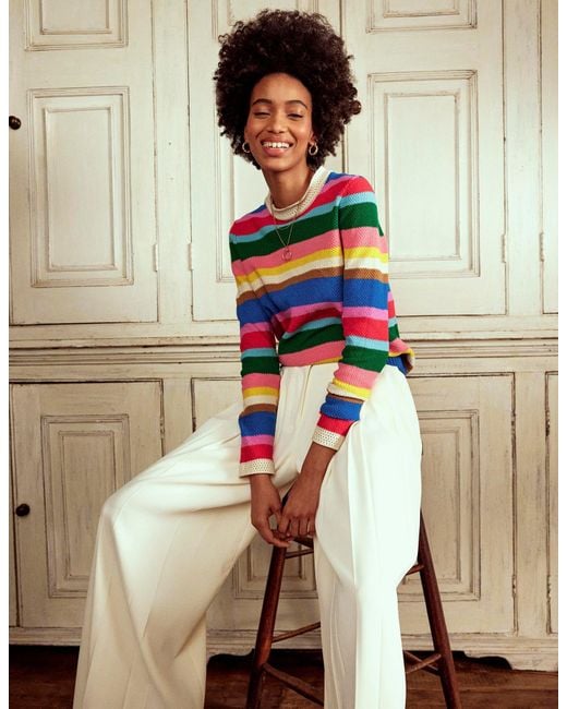 Boden Natural Callie Crochet Trim Jumper