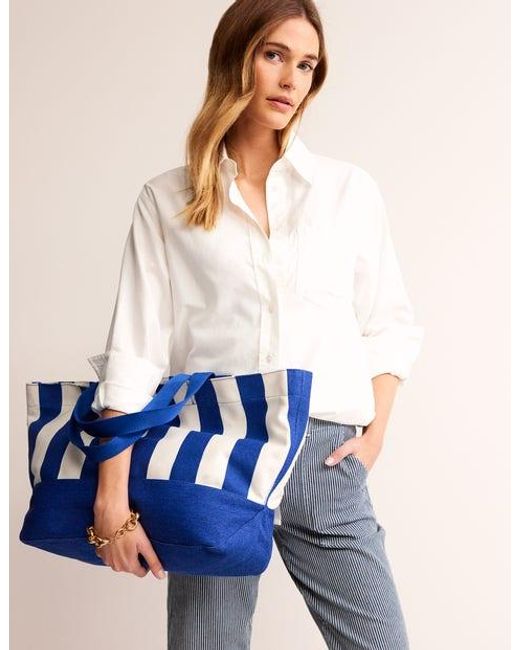 Boden Blue Relaxed Canvas Tote Bag