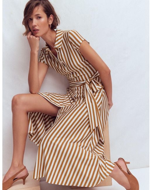Boden Brown Marcia Jersey Shirt Dress