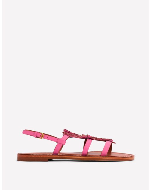 Boden Pink Novelty Beaded Flat Sandals