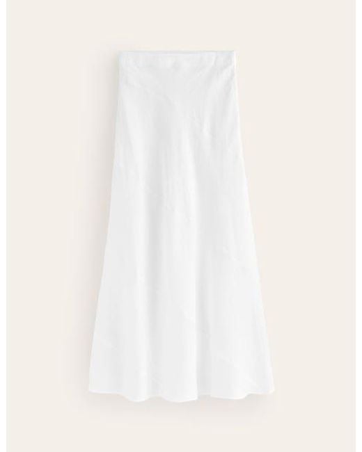 Boden White Patchwork Bias-cut Slip Skirt