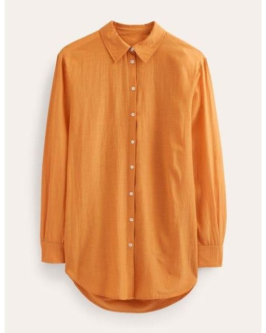 Boden Orange Lang Geschnittenes Hemd Für Den Urlaub Damen
