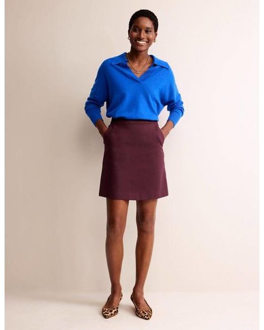 Boden Purple Jersey A-line Mini Skirt