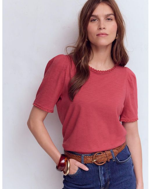Boden Red Ali Trim T-Shirt