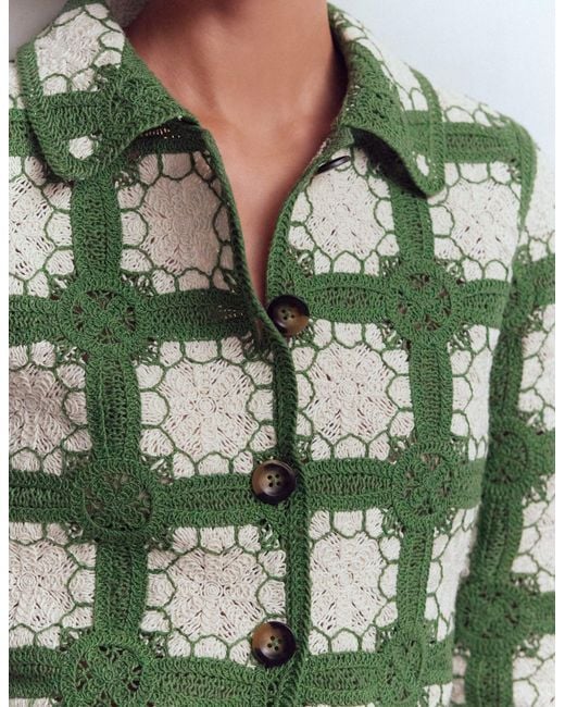 Boden Green Crochet Jacket