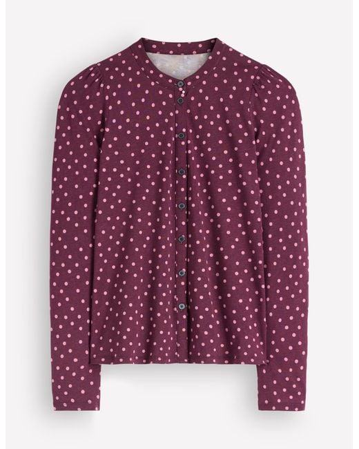 Boden Purple Supersoft Puff Sleeve Shirt