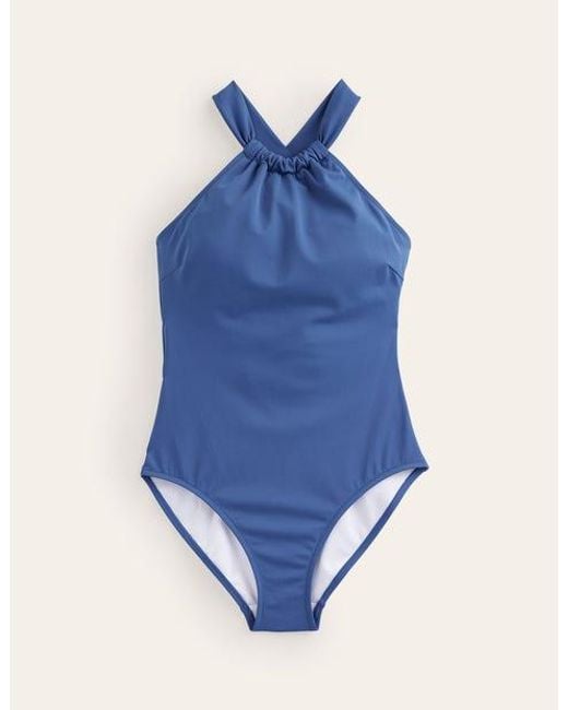 Boden Blue Gather Cross-back Swimsuit