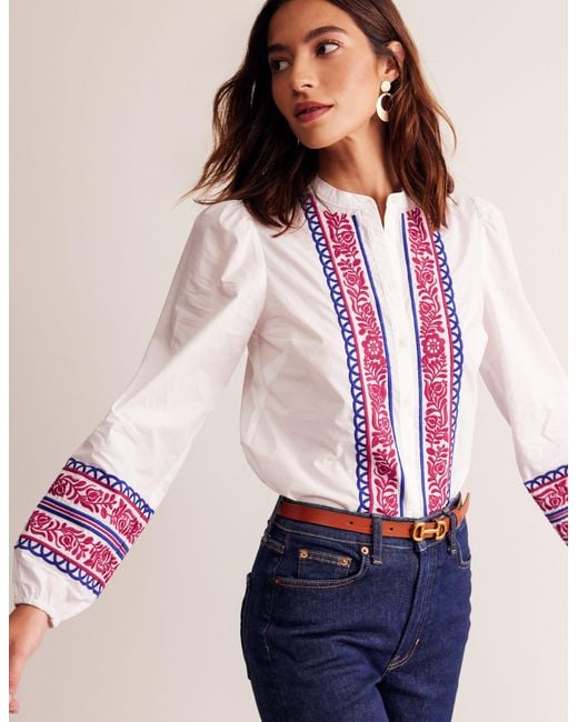 Boden Pink Embroidery Interest Top- Embroidery