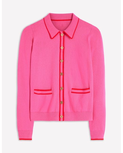Boden Pink Liz Knitted Collared Cardigan