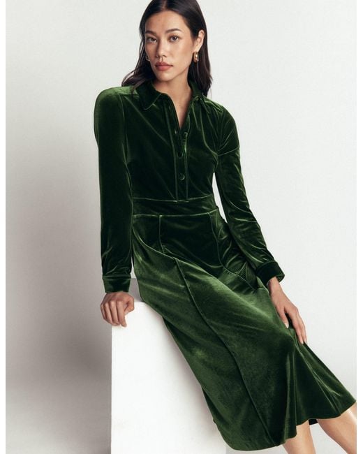Boden Metallic Etta Piping Velvet Dress