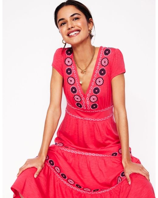 Boden Red Eloise Besticktes Midikleid