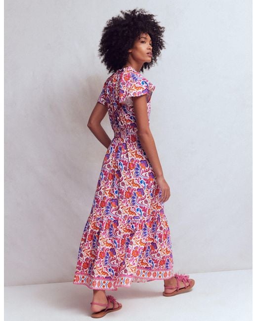 Boden Pink Tala Tiered Jersey Maxi Dress