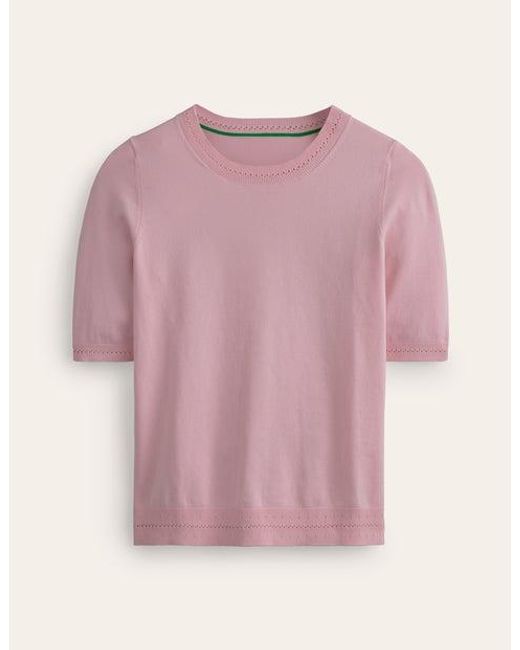 Boden Pink Catriona Cotton Crew T-Shirt