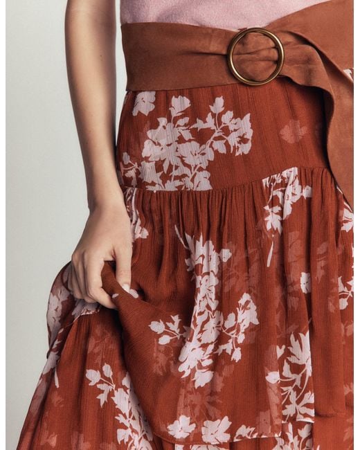 Boden Tiered Ruffle Midi Skirt