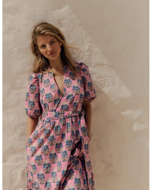 Boden Pink Christabel Cotton Midi Dress