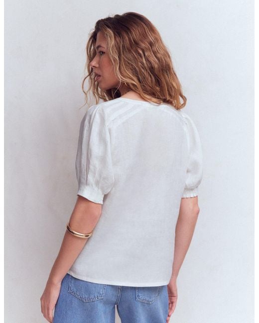 Boden White Rae Linen Top