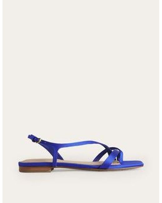 Boden Blue Satin Toe Loop Flat Sandals