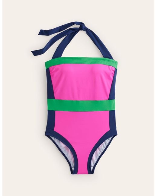 Boden Pink Santorini neckholder-badeanzug