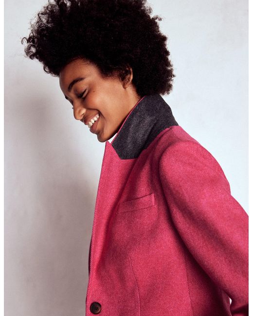Boden Red Stamford Wool-Blend Blazer- And Wide Herringbone