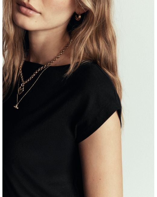 Boden Black Supersoft Slash Neck T-Shirt