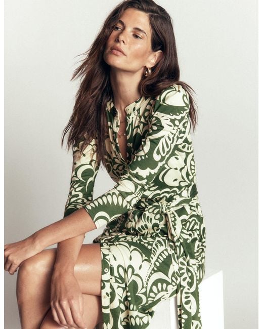Boden Green Honor Column Jersey Midi Dress