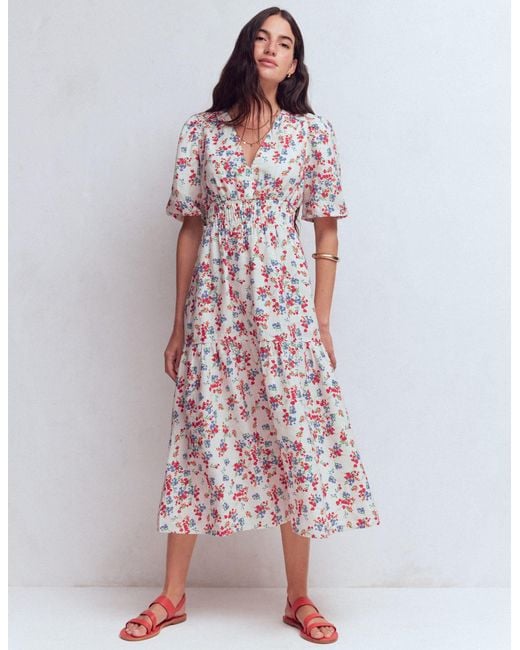 Boden White Irene Linen Midi Dress
