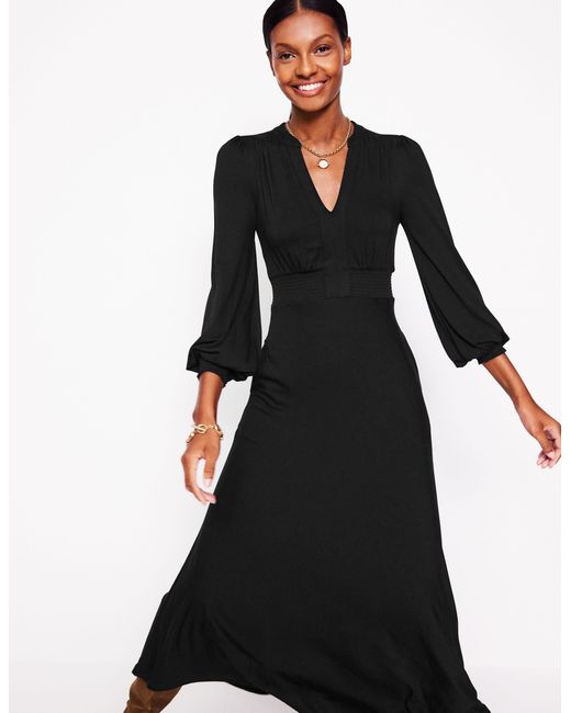 Boden Black Georgia Jersey Midi Dress