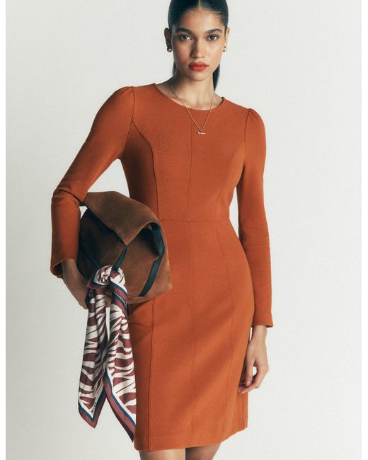 Boden Brown Marla Seamed Ottoman Dress