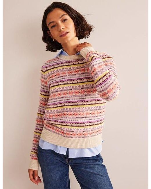 Boden Pink Edie Fair Isle Sweater