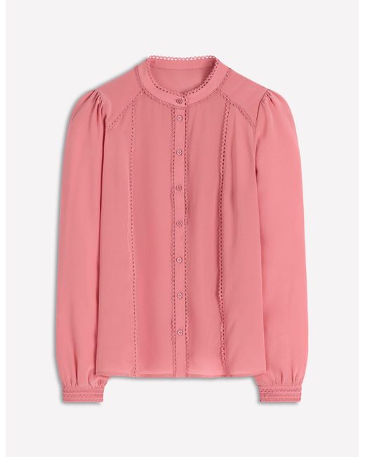 Boden Blue Rhea Trim Detail Silk Top