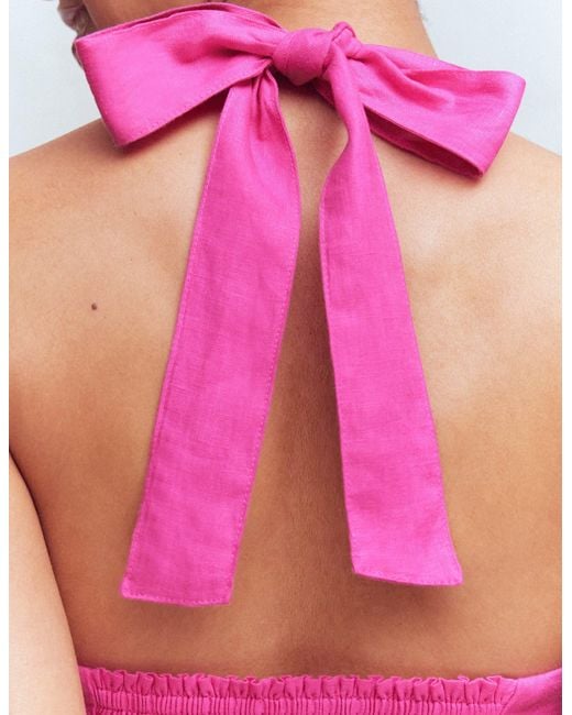 Boden Pink Halterneck Linen Top