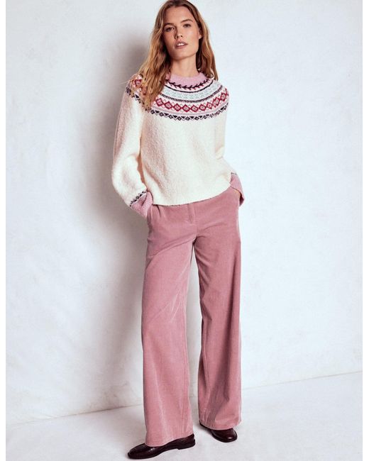 Boden Pink Bouclé Raglan Jumper