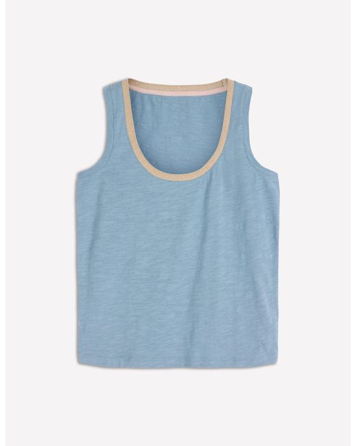Boden Blue Metallic Trim Scoop Neck Vest Top