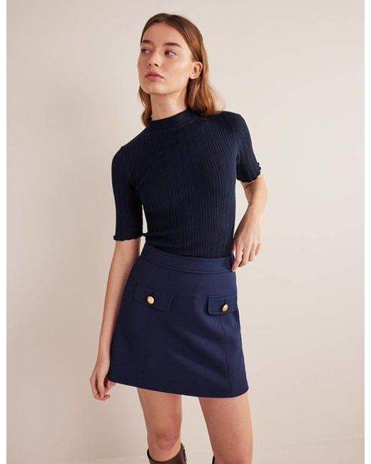 Boden Blue Tailored A-Line Mini Skirt