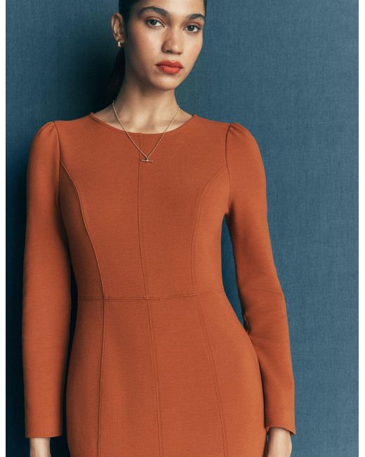 Boden Brown Marla Seamed Ottoman Dress