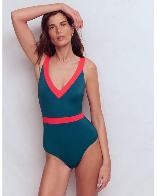 Boden Blue Campania Cross-Back Swimsuit