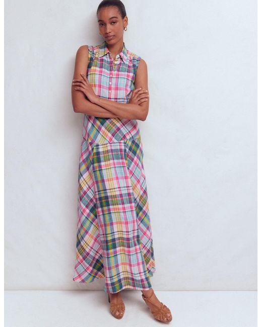 Boden Multicolor Erma Drop Waist Linen Dress