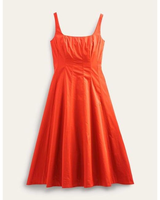 Boden Red Sleeveless Panelled Midi Dress