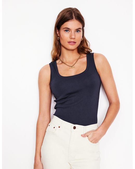 Boden Blue Essential Scoop Neck Tank