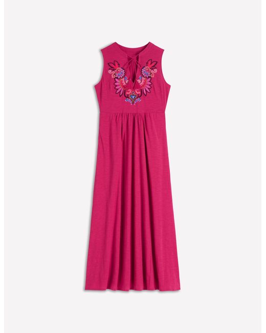 Boden Pink Notch Neck Jersey Maxi Dress