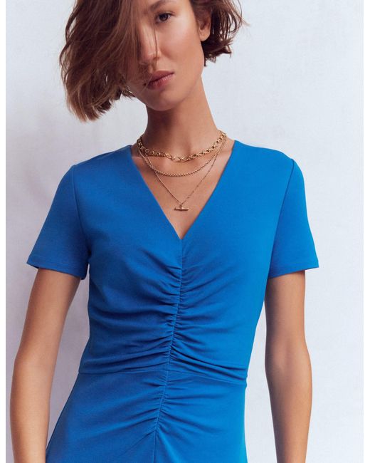 Boden Blue Una Ruched Front Ponte Dress