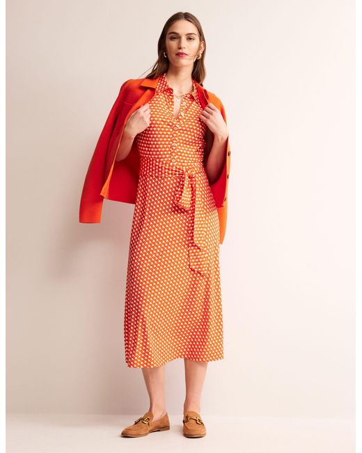 Boden Red Laura Sleeveless Shirt Dress