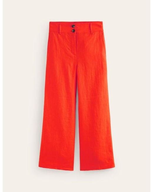 Boden Red Westbourne Cropped Linen Pants