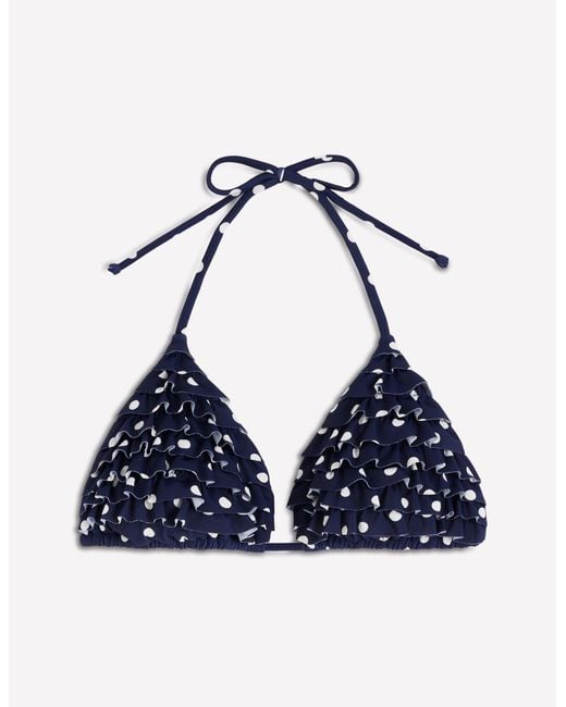 Boden Blue Ruffle Bikini Top