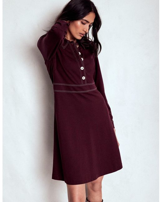 Boden Red Nicolette Long Sleeve Dress