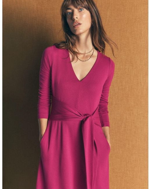 Boden Pink Tie Waist Ponte Dress